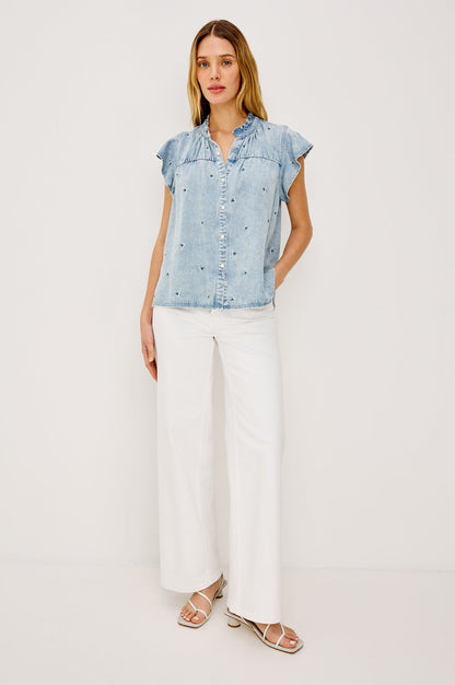 Denim Blouse Ruthie 8596 Ivory-Carnations