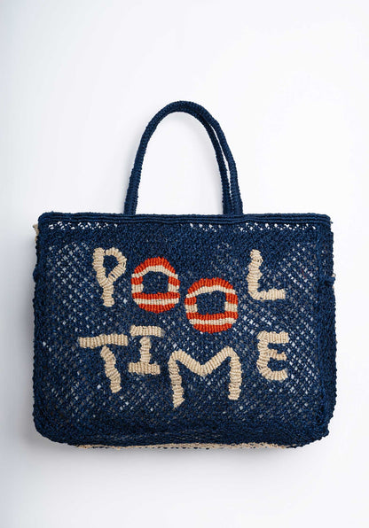 The Jacksons Beach Bag Barry Pool Time -  Jute Tote Indigo