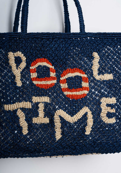 The Jacksons Beach Bag Barry Pool Time -  Jute Tote Indigo