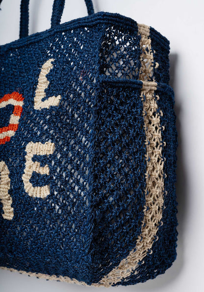The Jacksons Beach Bag Barry Pool Time -  Jute Tote Indigo
