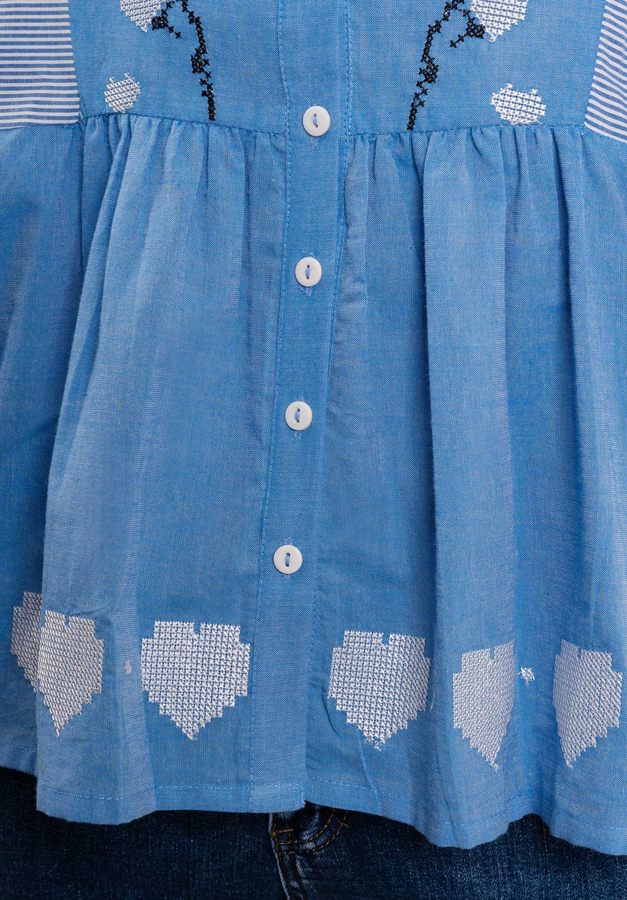 Blouse Vn010 Bleu