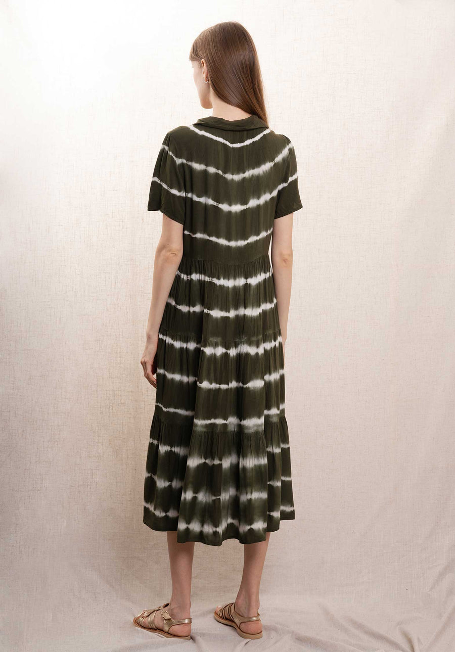 Dress Sandra Dk-Olive-White