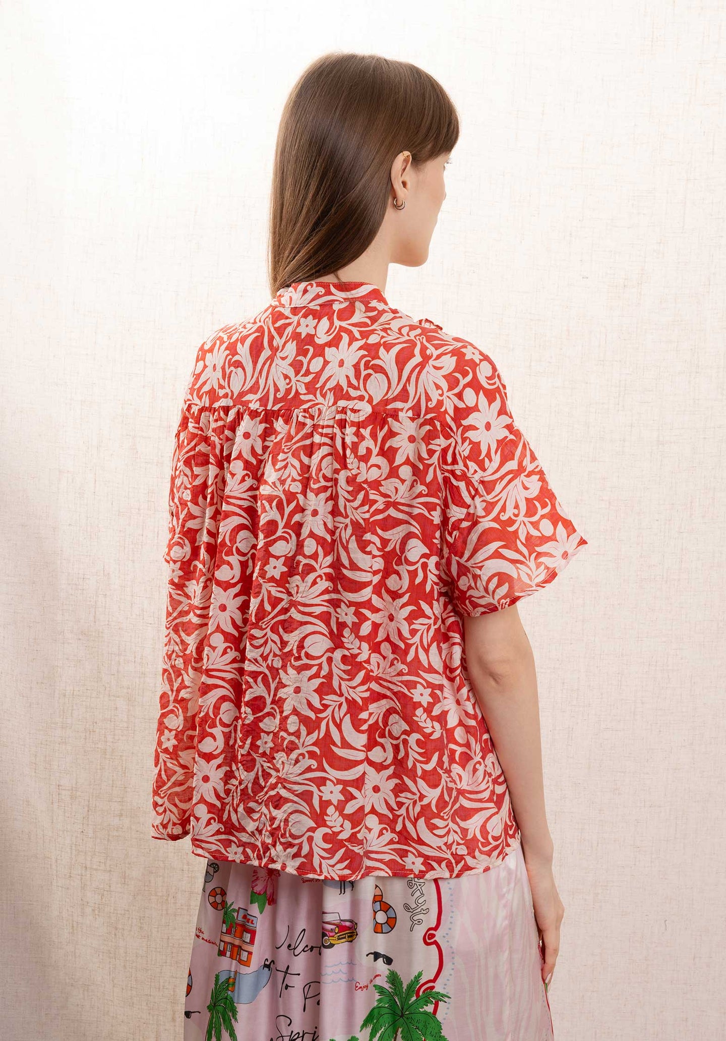 Blouse Sc98-4 Sc98 4 Red-Ecru