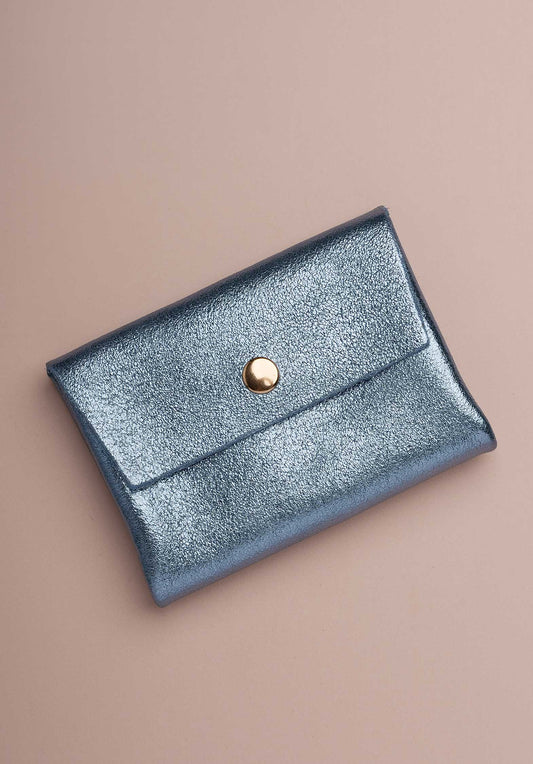 Les Cleias | Double Compartment Pouch - Pale Blue Leather Bleu-Clair