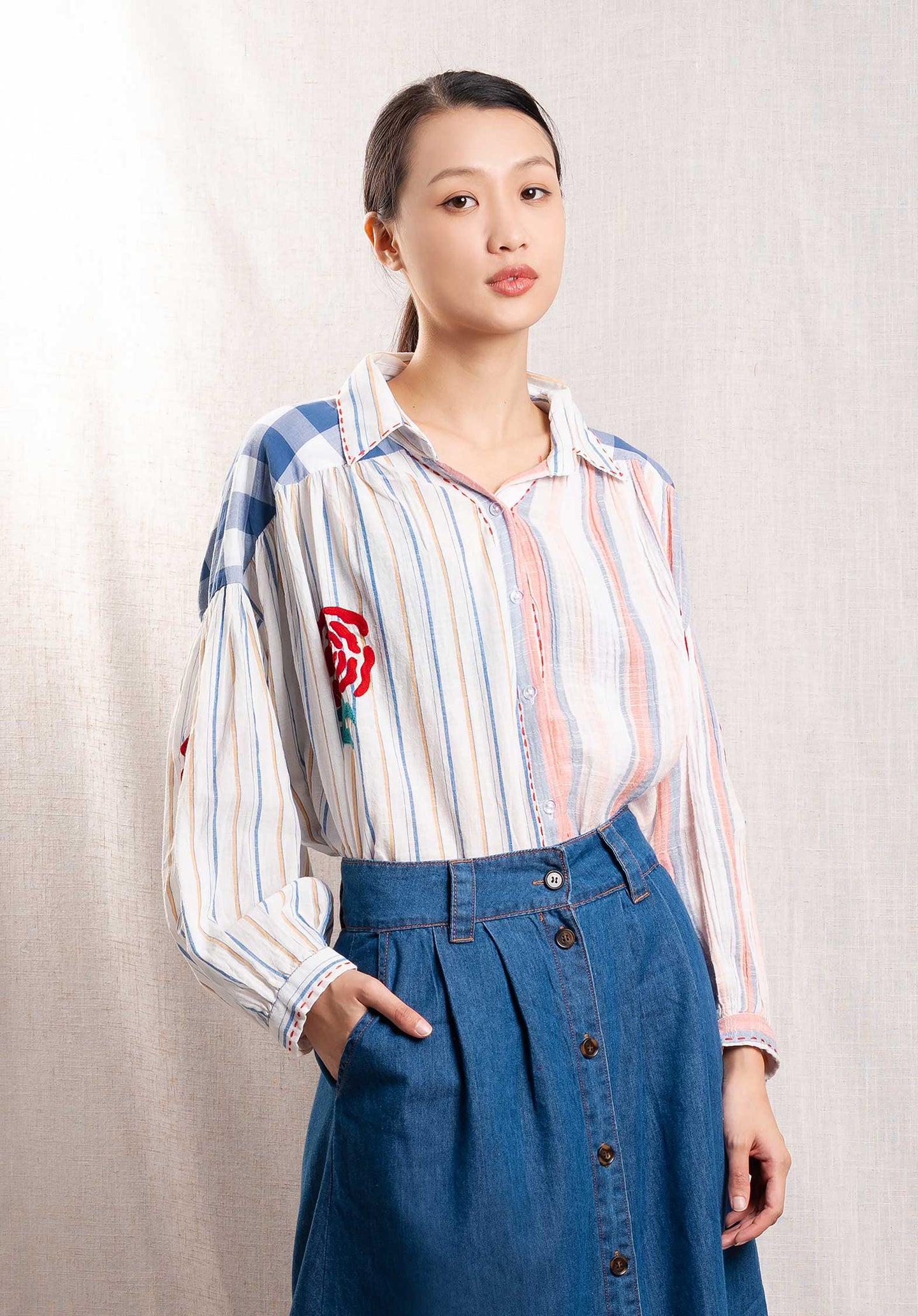 Blouse 163724 Multi-Stripe