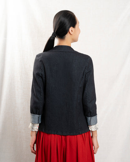 Unisex Oversized Classic Denim Jacket Denim - Black