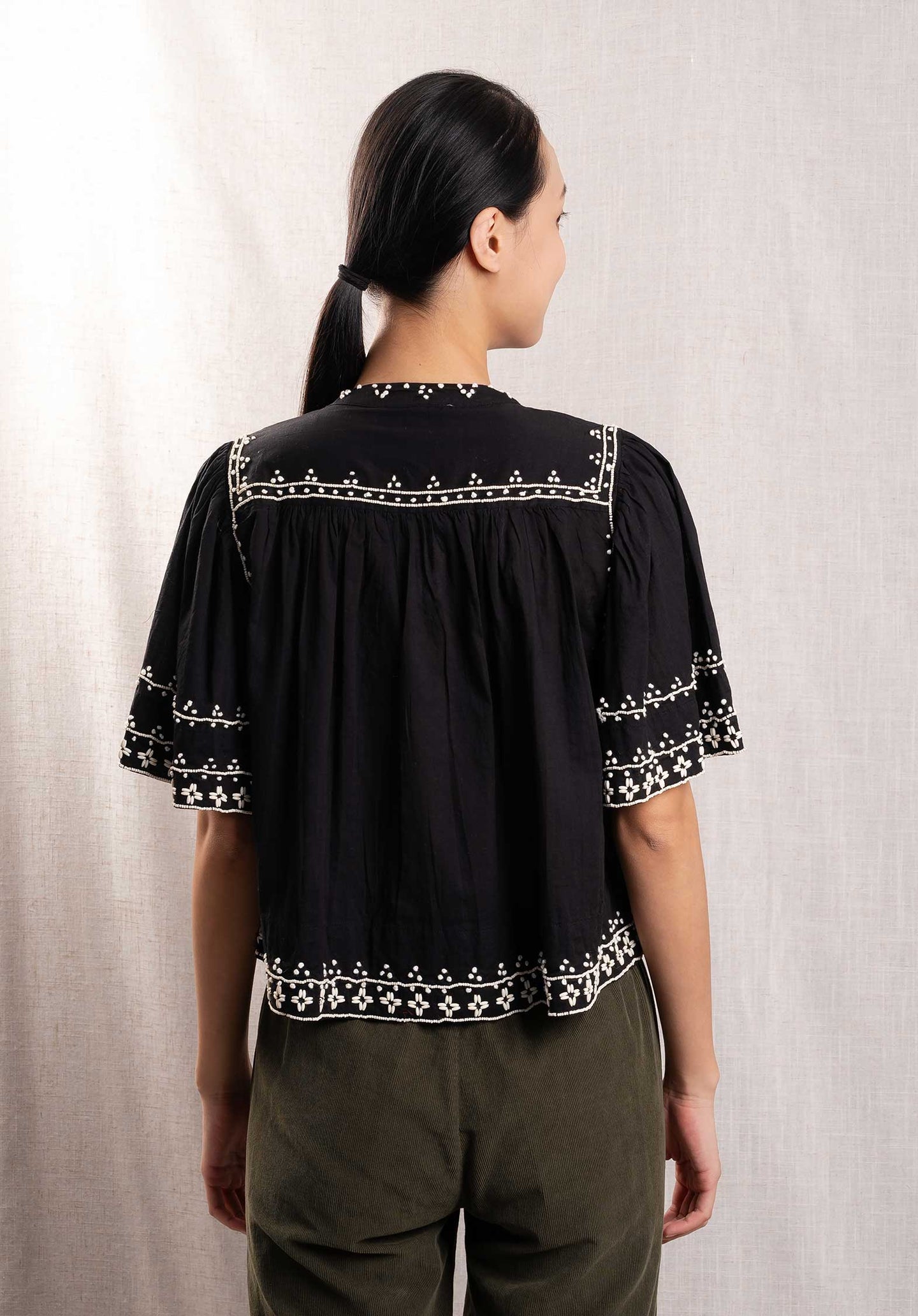 Blouse Mille Emb Sslv Aw24-121 Black