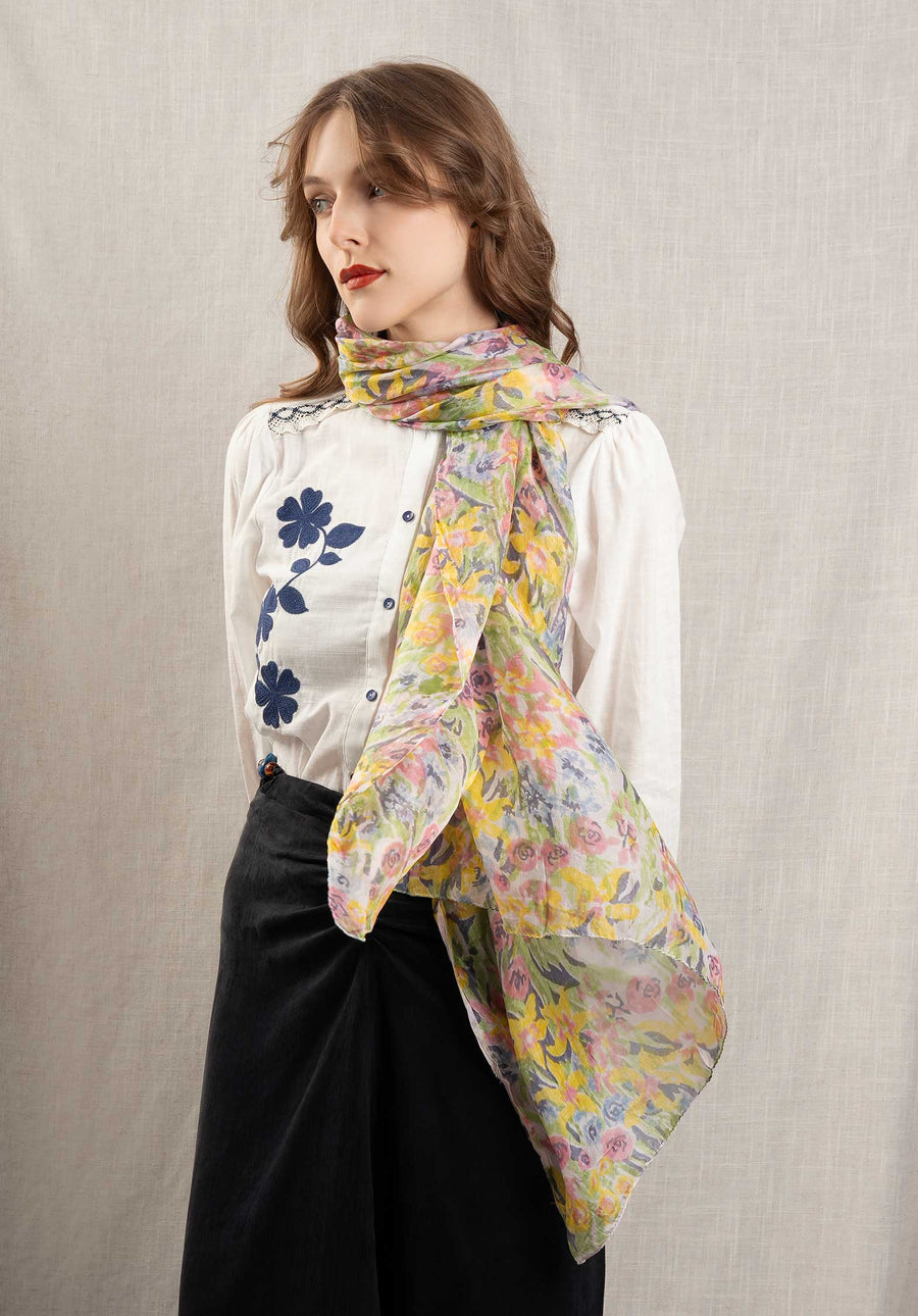 Scarf 64650 Silk Scarf Bouquet