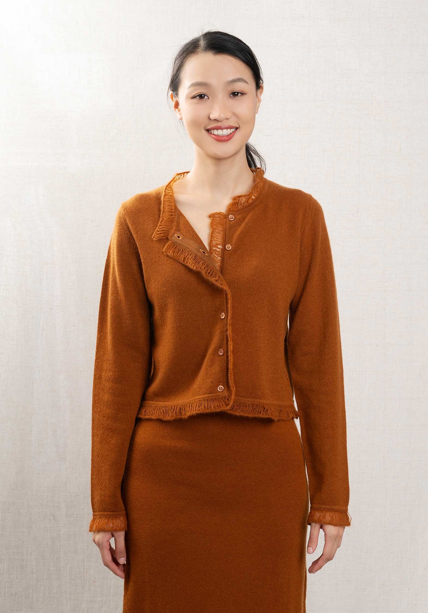 Cardigan Cashmere Fri Car Brown