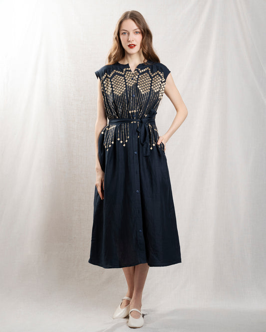 Dress 4083196 Blue-Navy-Gold