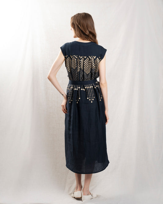 Dress 4083196 Blue-Navy-Gold
