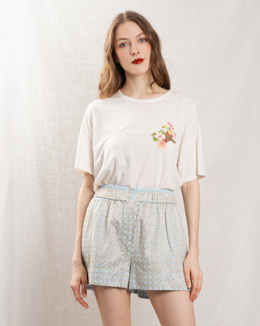 Unisex Tshirt 100 Percent Cotton Jersey Knit Bftr503 - Ecru 01-Ecru