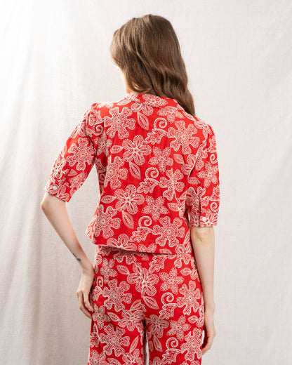 Blouse Bibi Red-Flowers