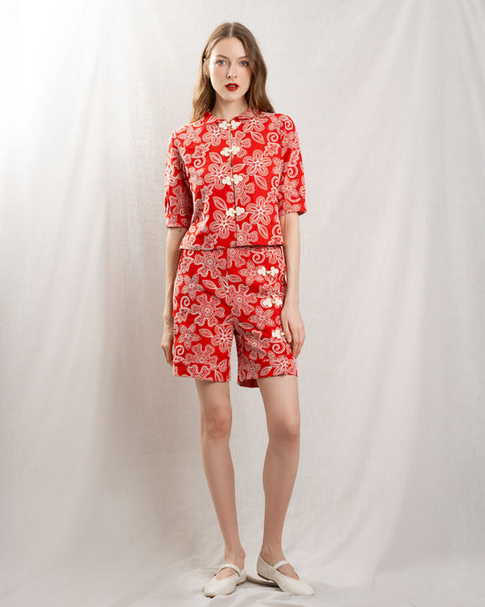 Blouse Bibi Red-Flowers