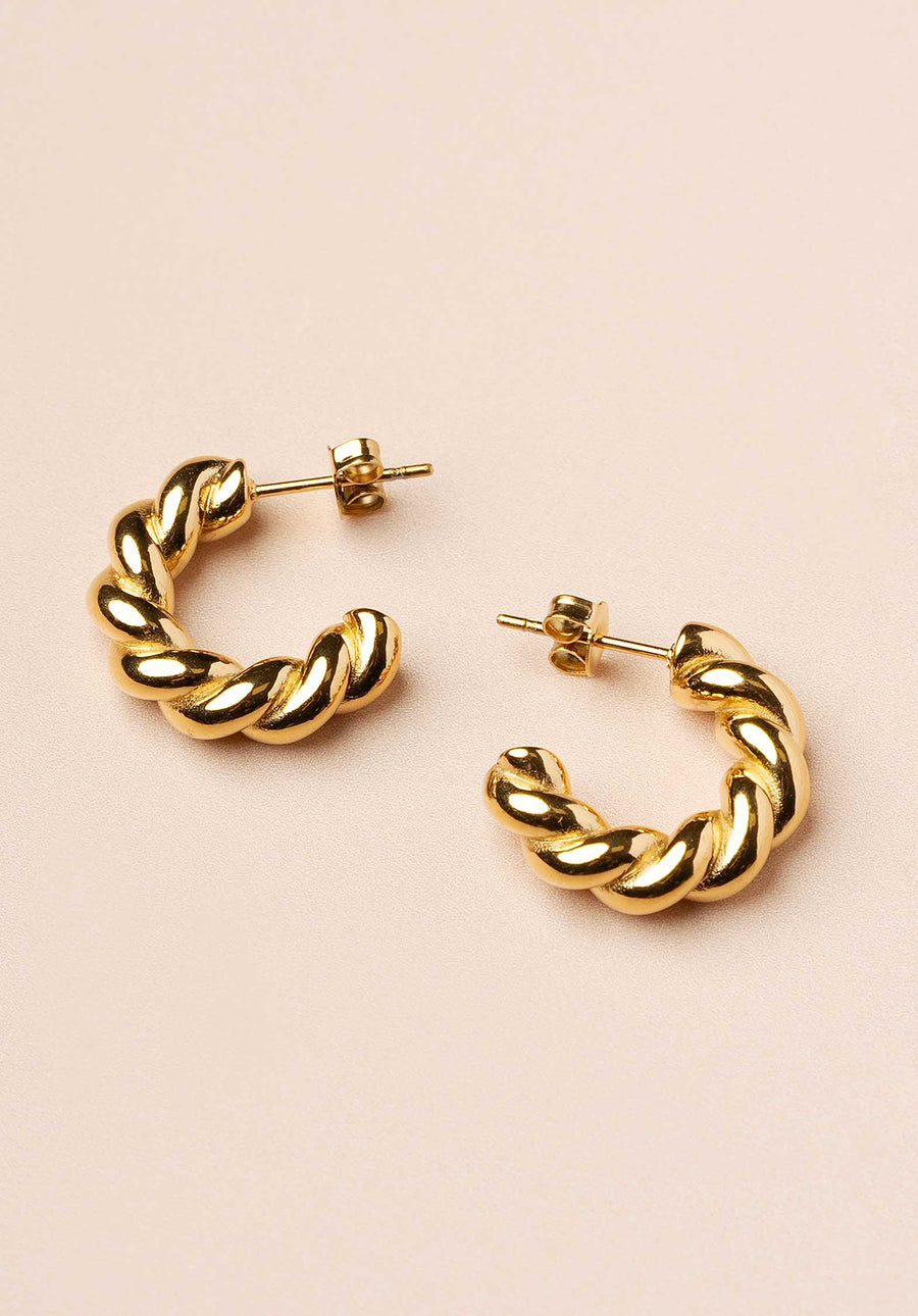 Earring Lc695e Twisted Hoop Gold