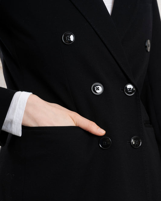 Circolo 1901 | Double-Breasted Piqué Jacket - Black Nero