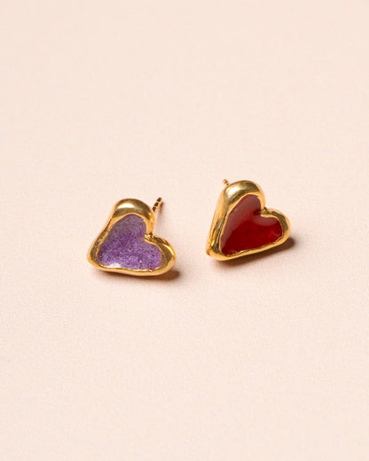 Earring Amore Ear Gold-Red-Purple