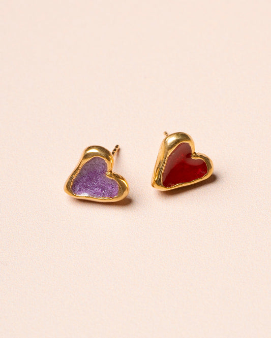 Earring Amore Ear Gold-Red-Purple