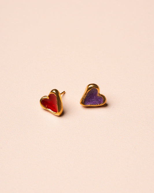 Earring Amore Ear Gold-Red-Purple