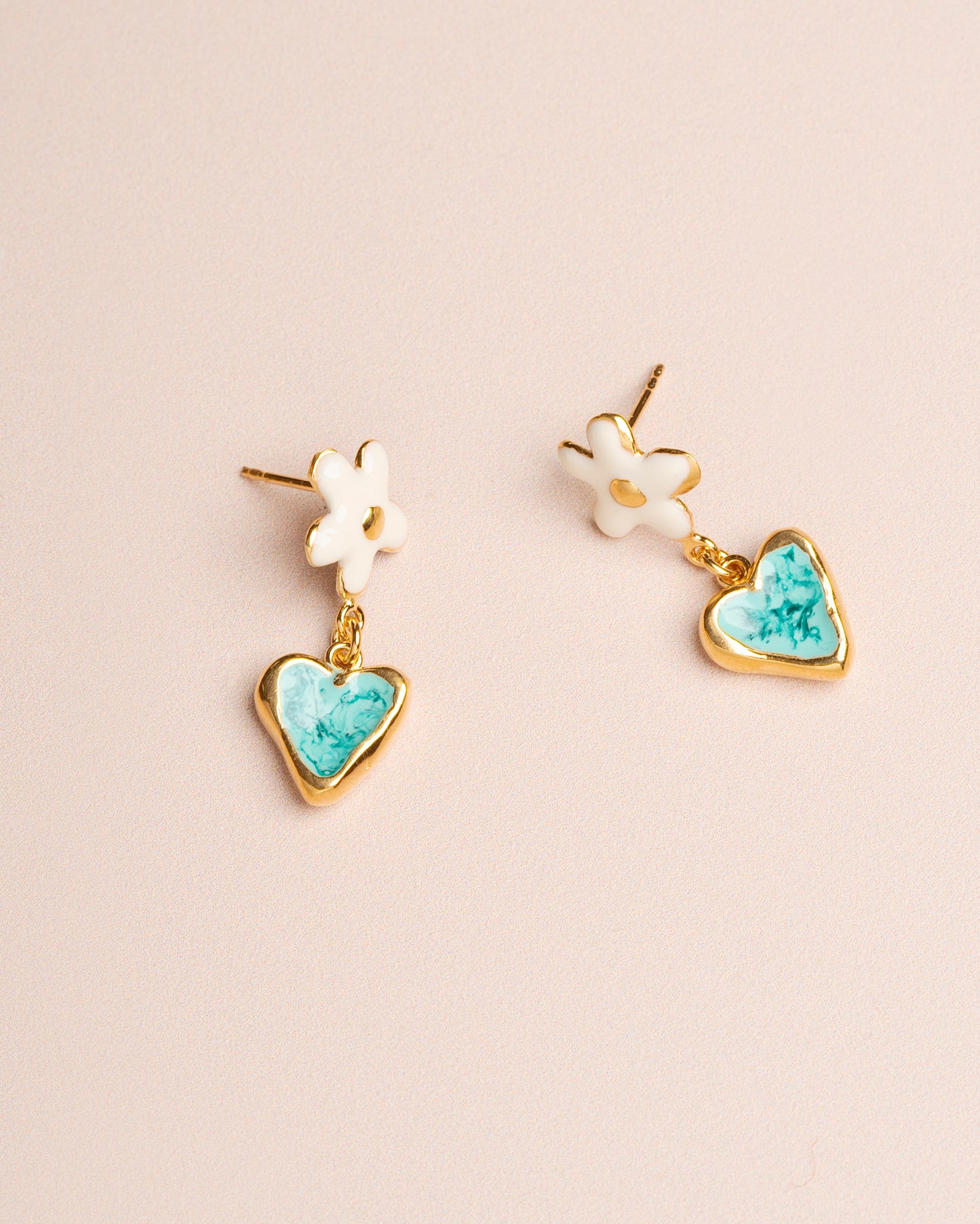 Earring Daisy Ear White-Green-Gold