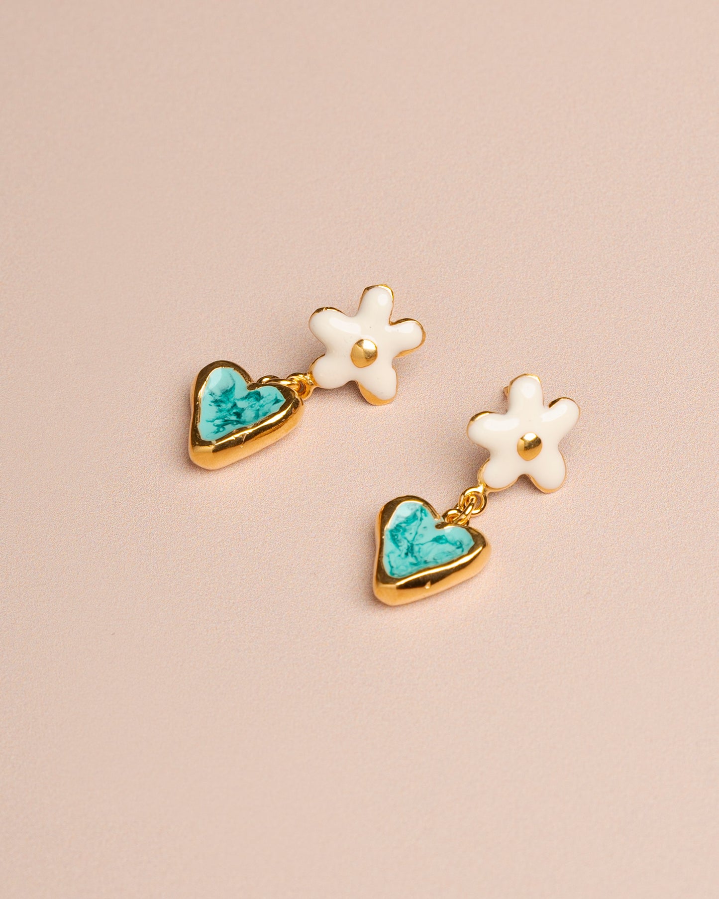 Earring Daisy Ear White-Green-Gold