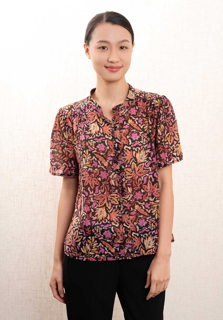 Blouse T1470 Purple-Floral