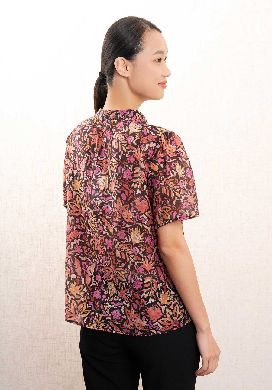 Blouse T1470 Purple-Floral