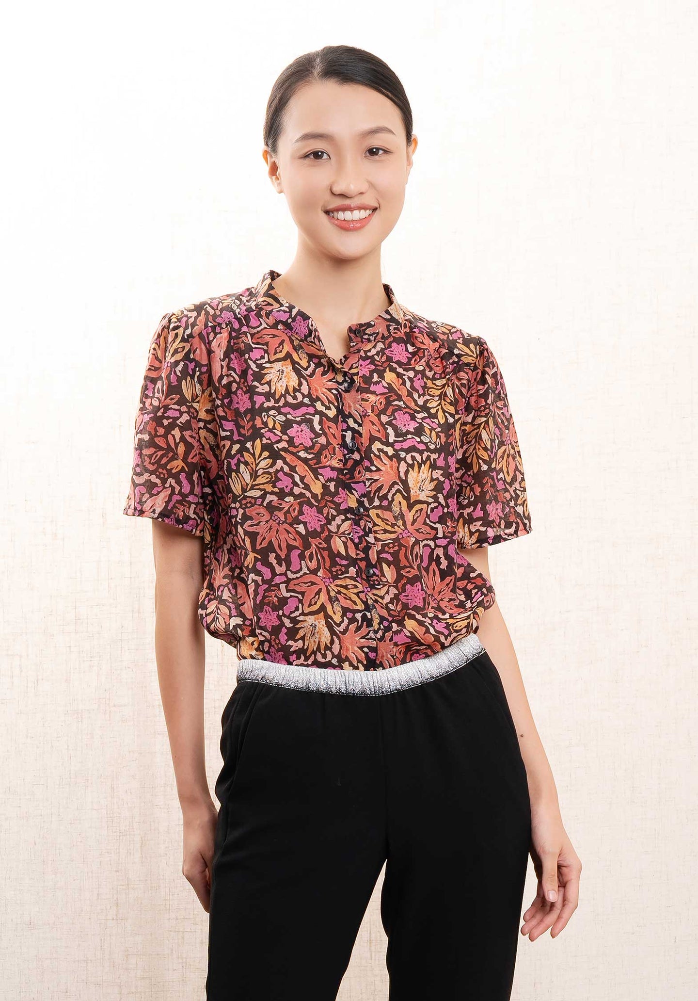 Blouse T1470 Purple-Floral