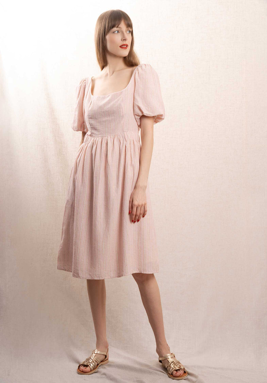 Dress Roblomc Ecru-Pink