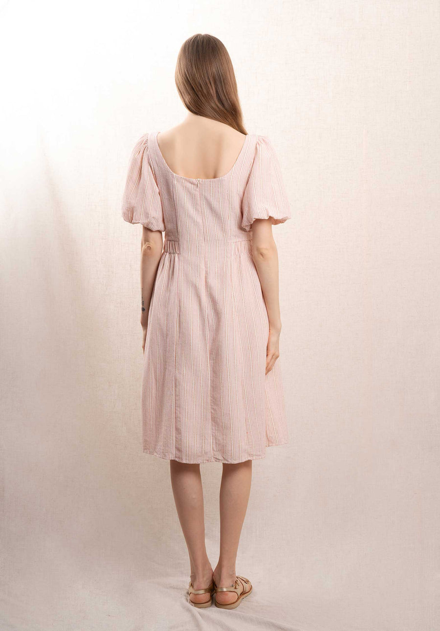 Dress Roblomc Ecru-Pink