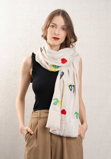Scarf Paris Multi Love Oatmeal
