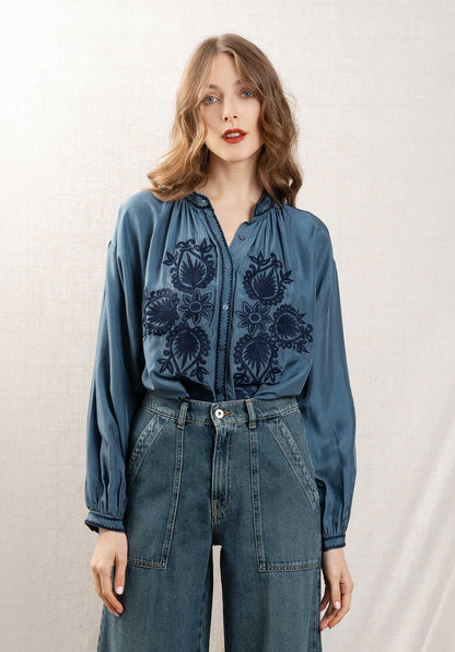 Blouse Soire Top Blue-Navy