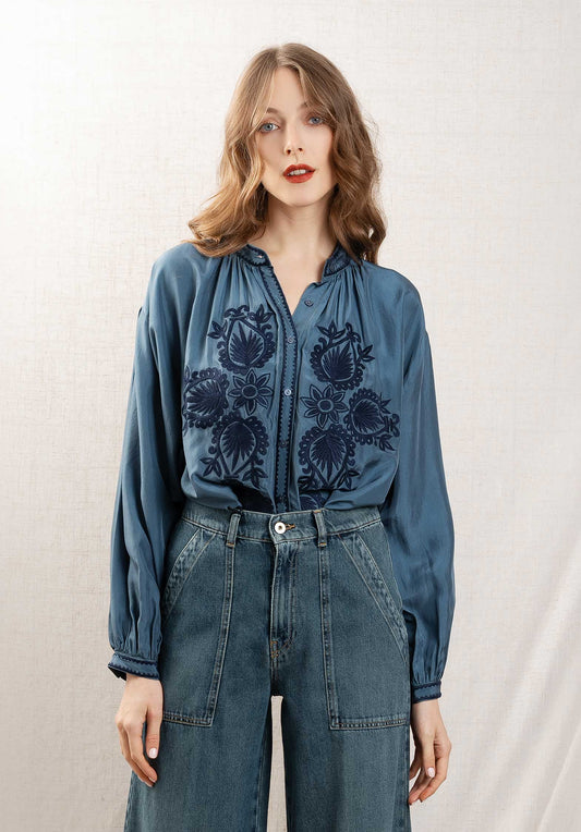 Blouse Soire Top Blue-Navy
