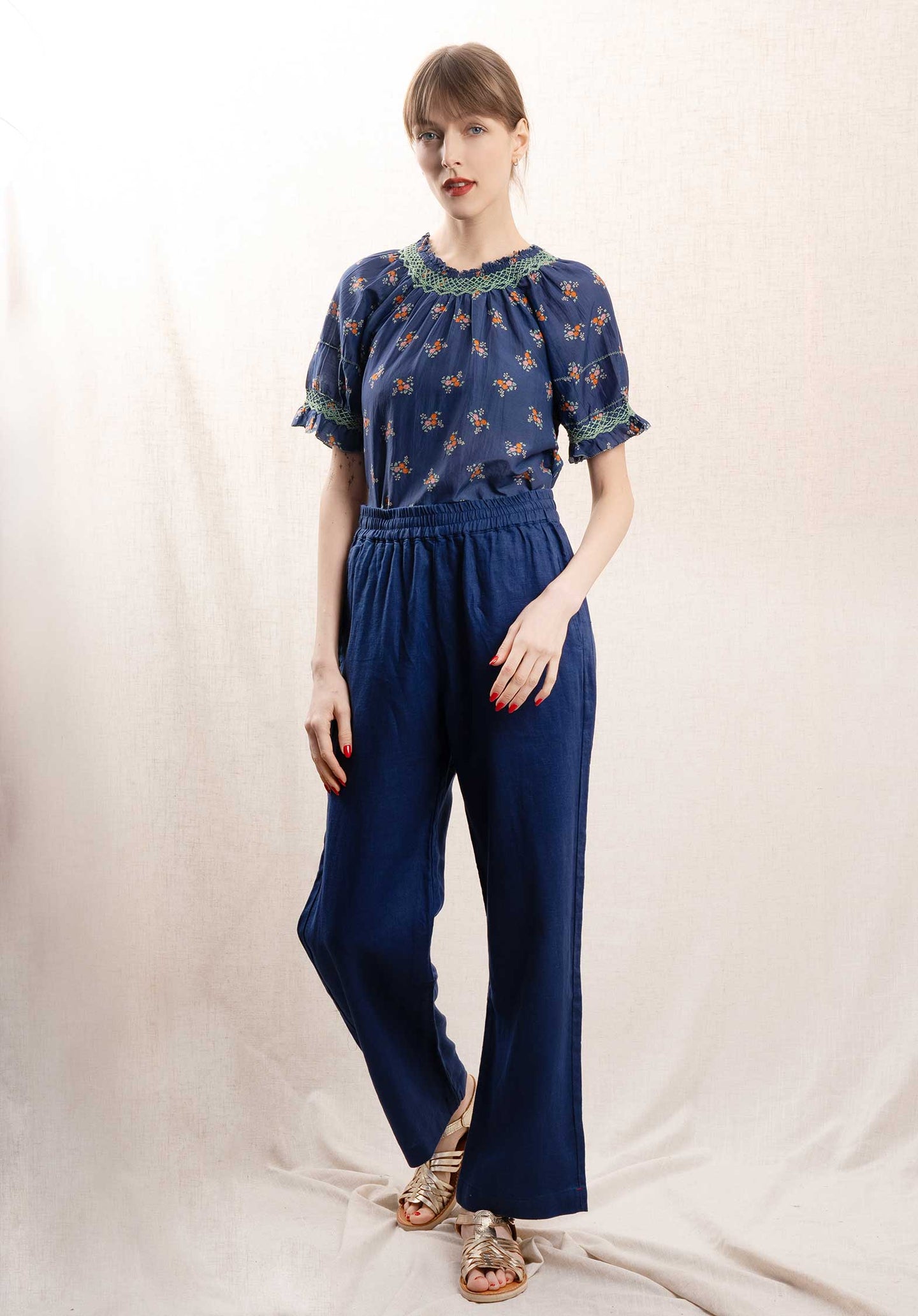 M.a.b.e Blouse Vivi Print S S Navy