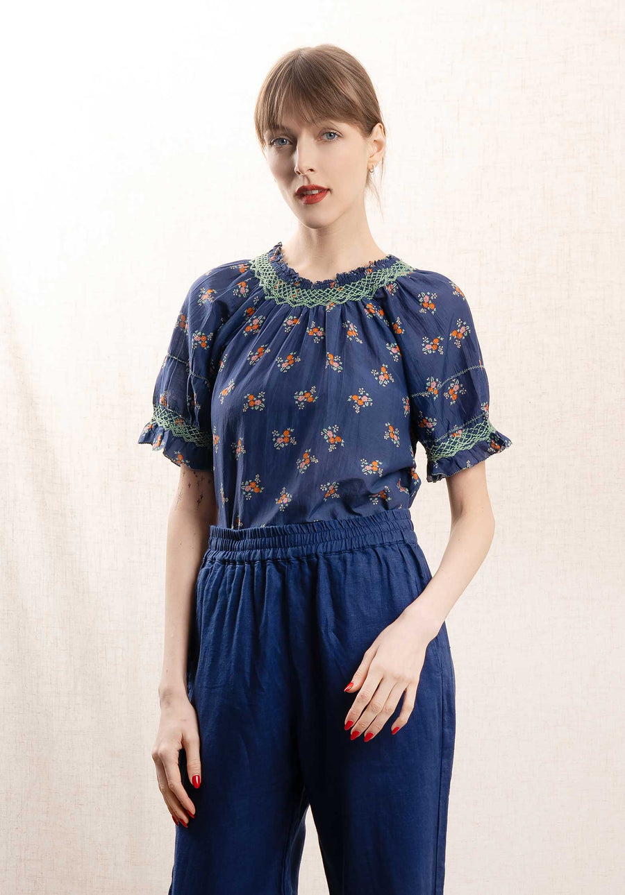 M.a.b.e Blouse Vivi Print S S Navy