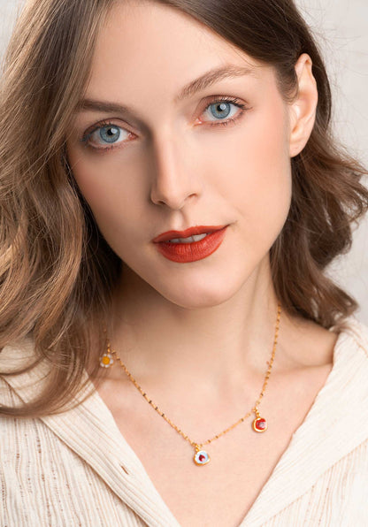 Necklace Ladybug Pendant Gold-Multi