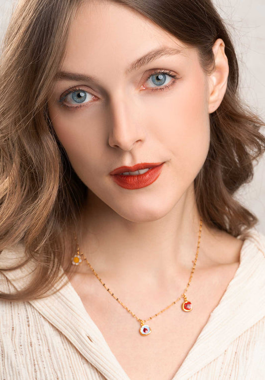 Necklace Ladybug Pendant Gold-Multi