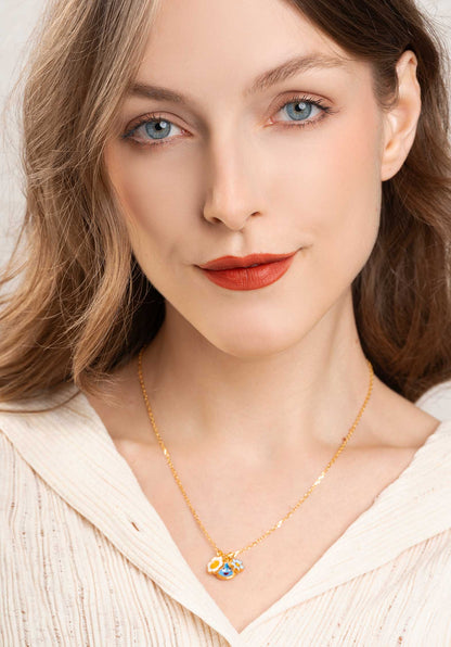 Necklace Blu Face Daisy P Gold-Multi