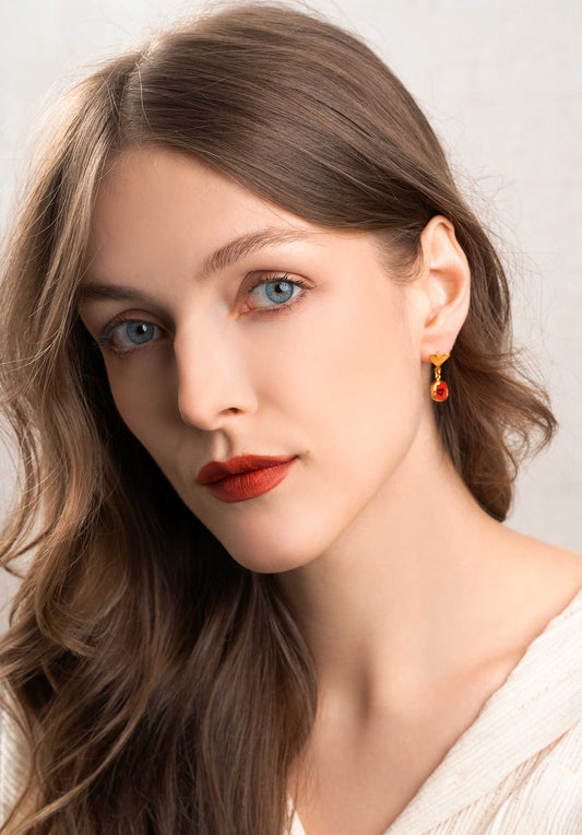 Earring Magic Heart Ear Gold-Red