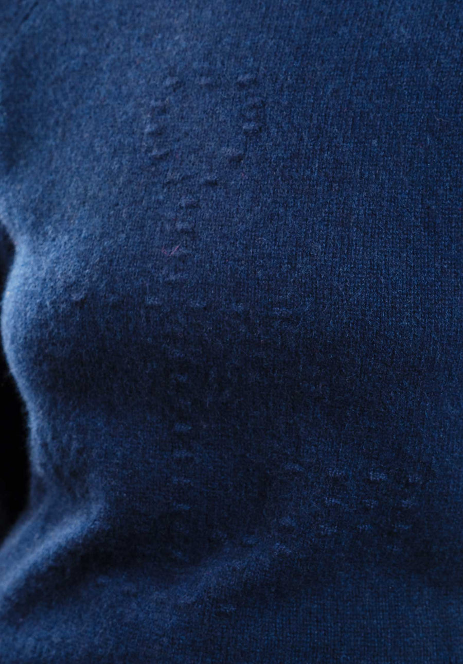 Turtleneck Knitted Anchor Roll Navy