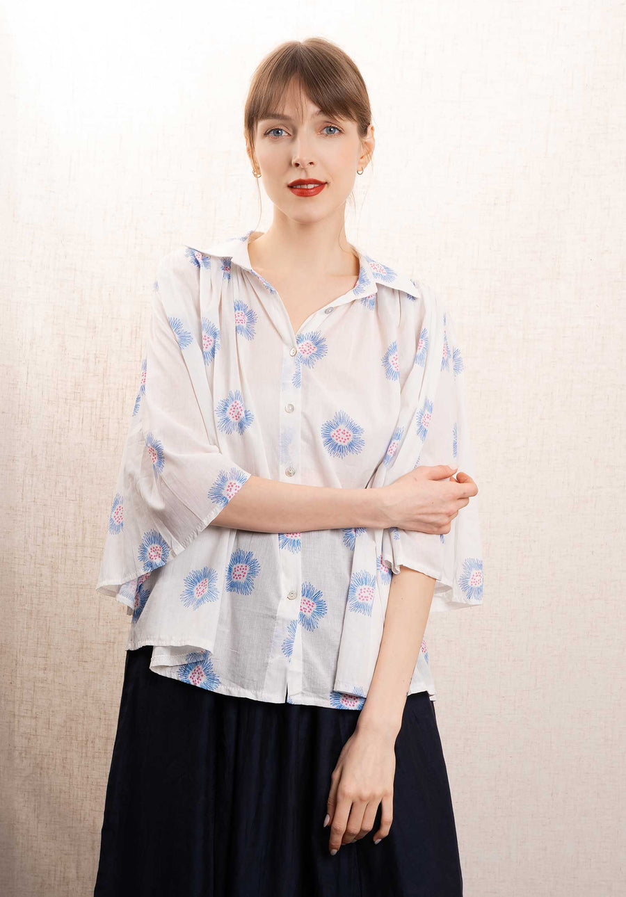 Blouse 13019 Blouse White-Blue-Pink