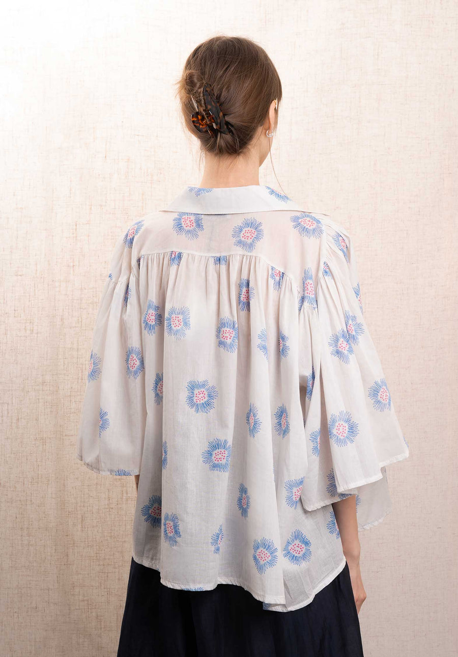 Blouse 13019 Blouse White-Blue-Pink