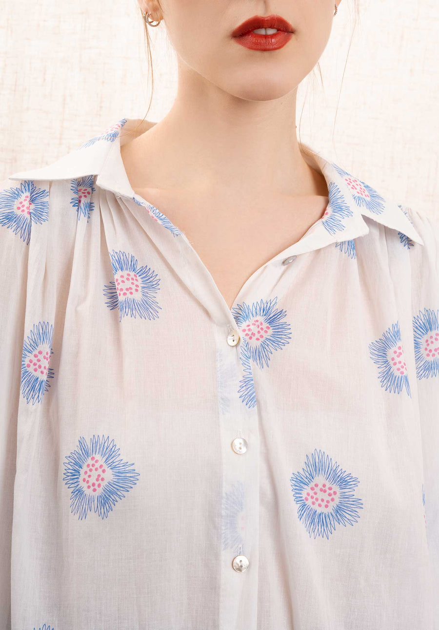 Blouse 13019 Blouse White-Blue-Pink