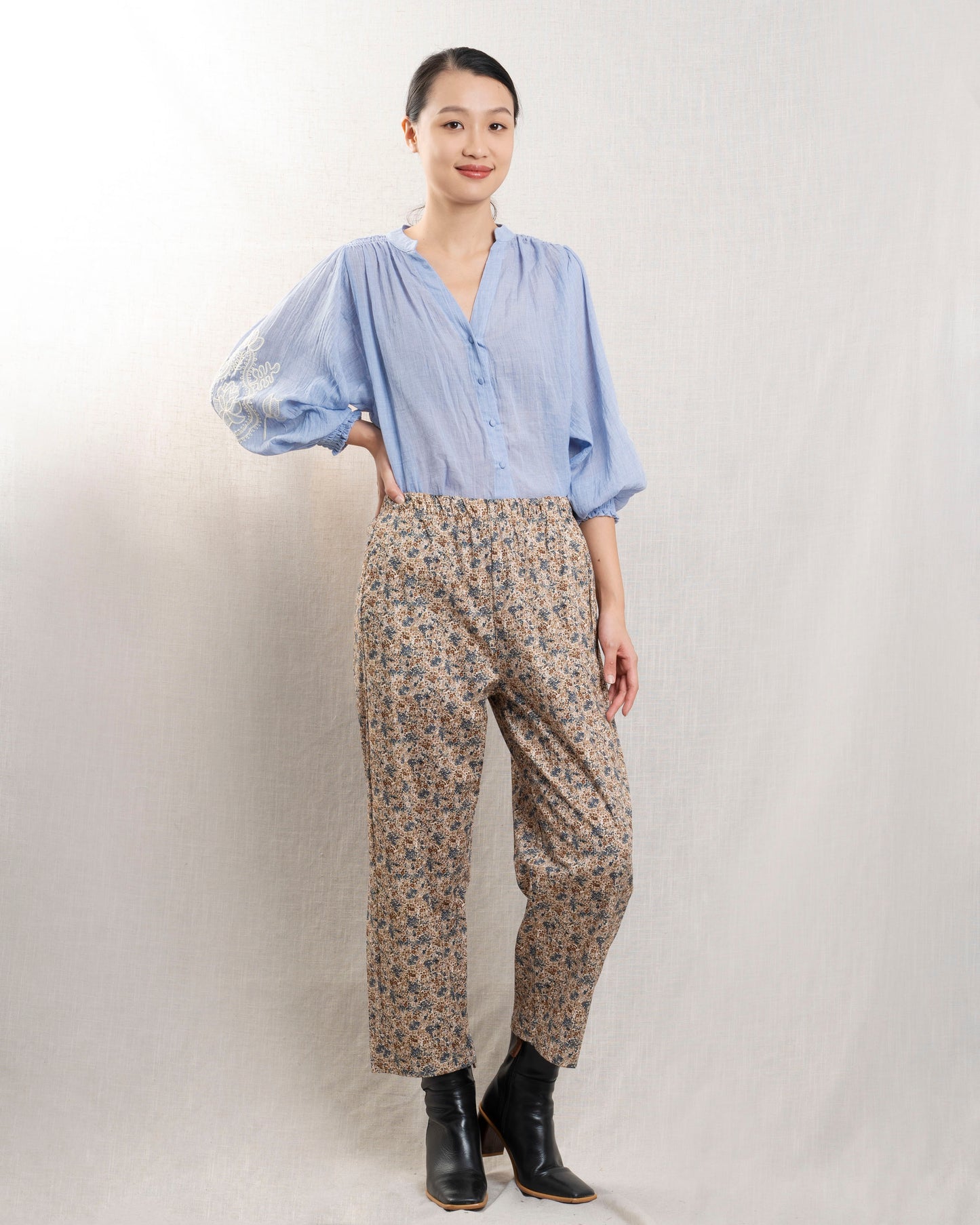 Pants 96963 Beige-Floral