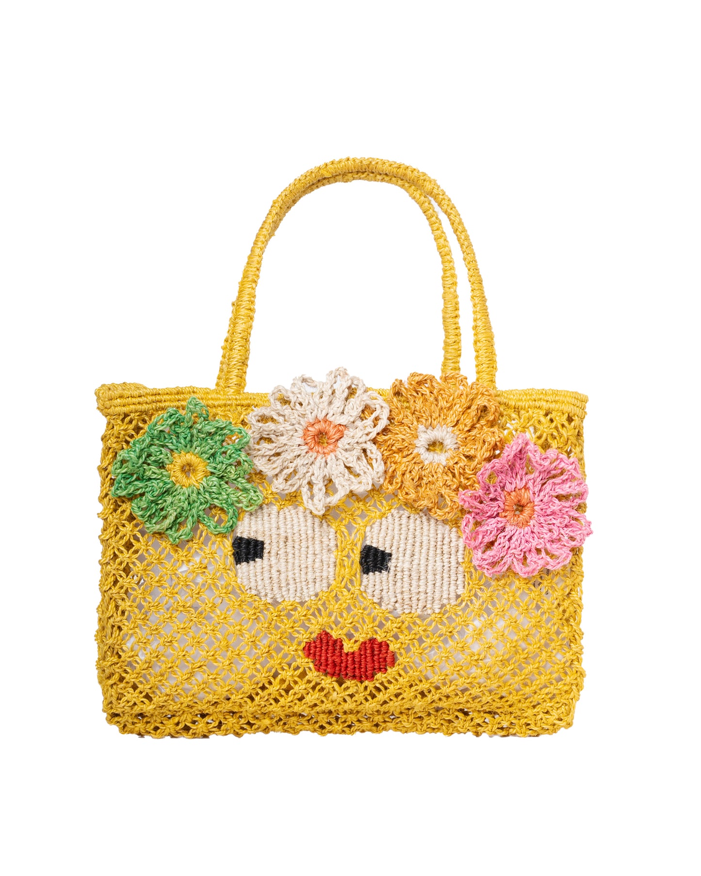 Women's Beach Bag Raffia And Cotton Blend - Yellow