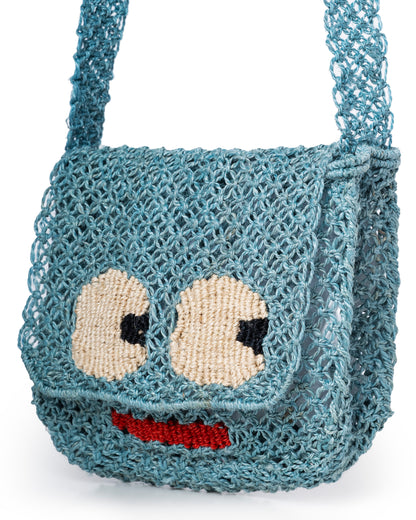 Women's Lola Jute Beach Bag –  Blue | Eco-Friendly Big Eyes Tote Sky