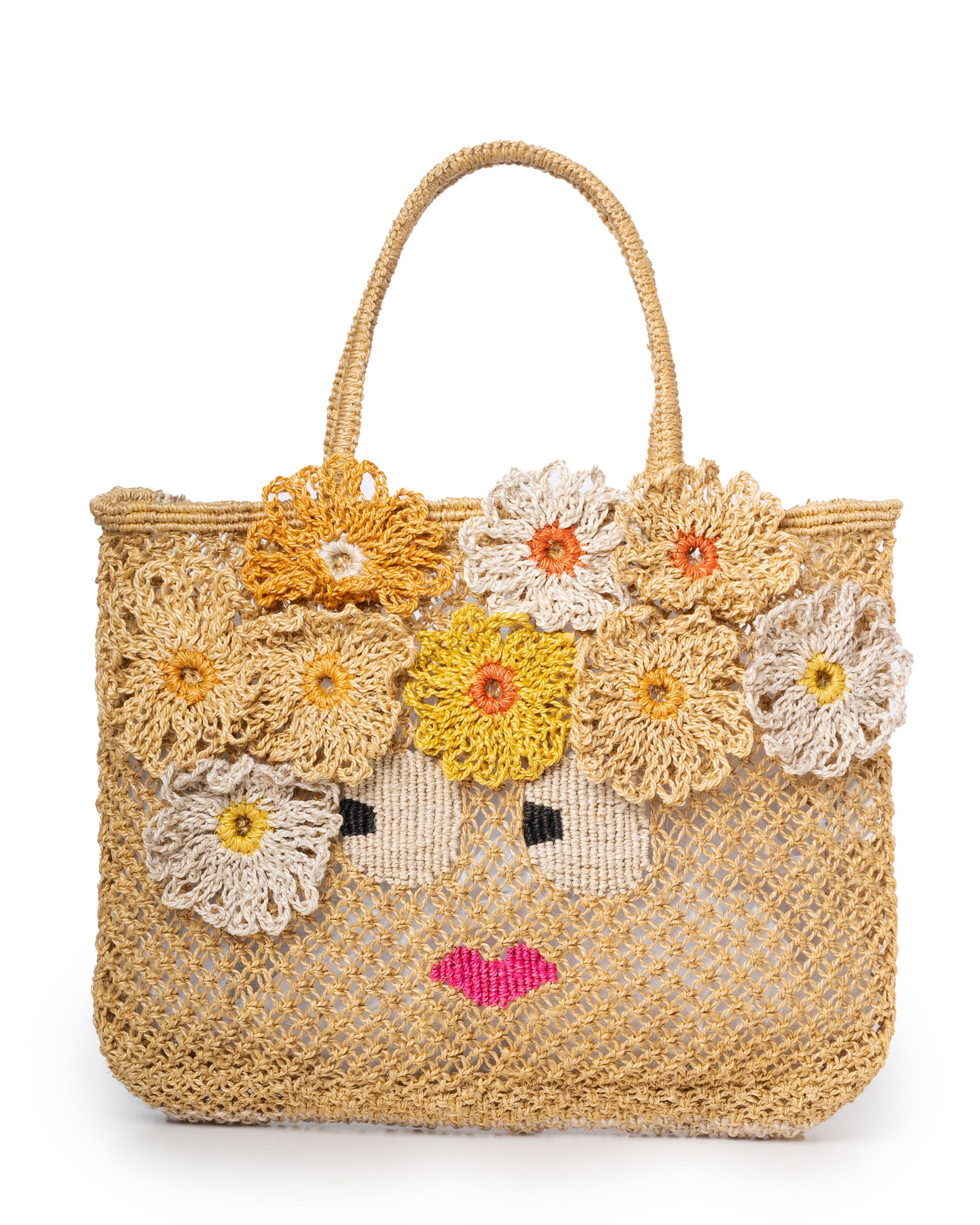 Carmen Small Handwoven Jute Beach Bag –  Yellow Mustard