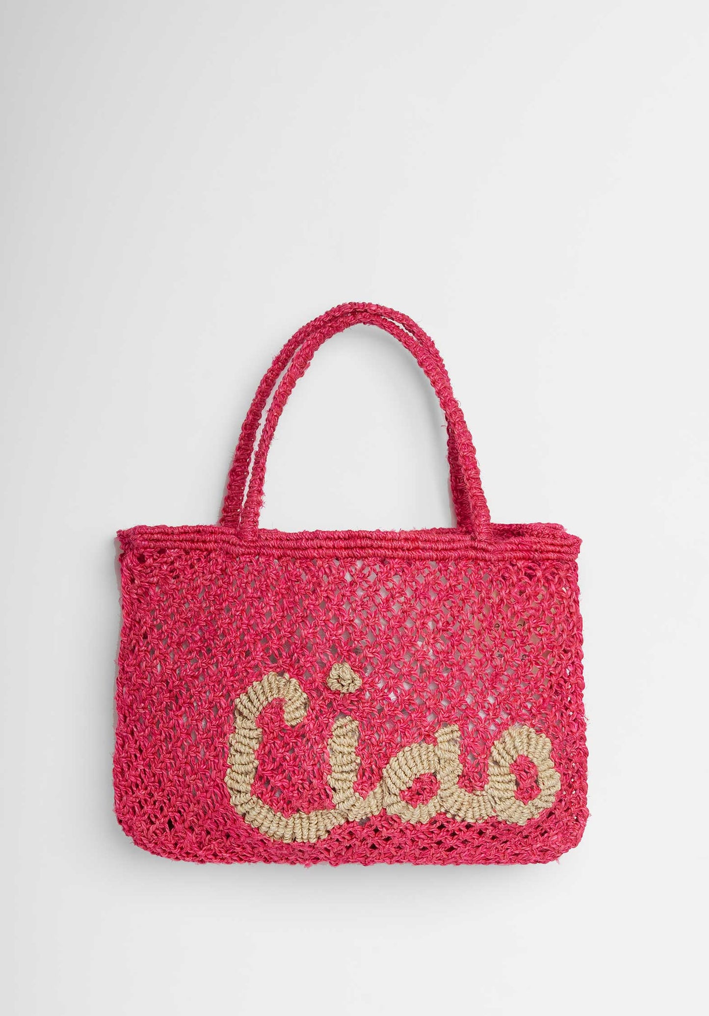 The Jacksons Tracy Ciao Jute Beach Bag - Hot-Pink