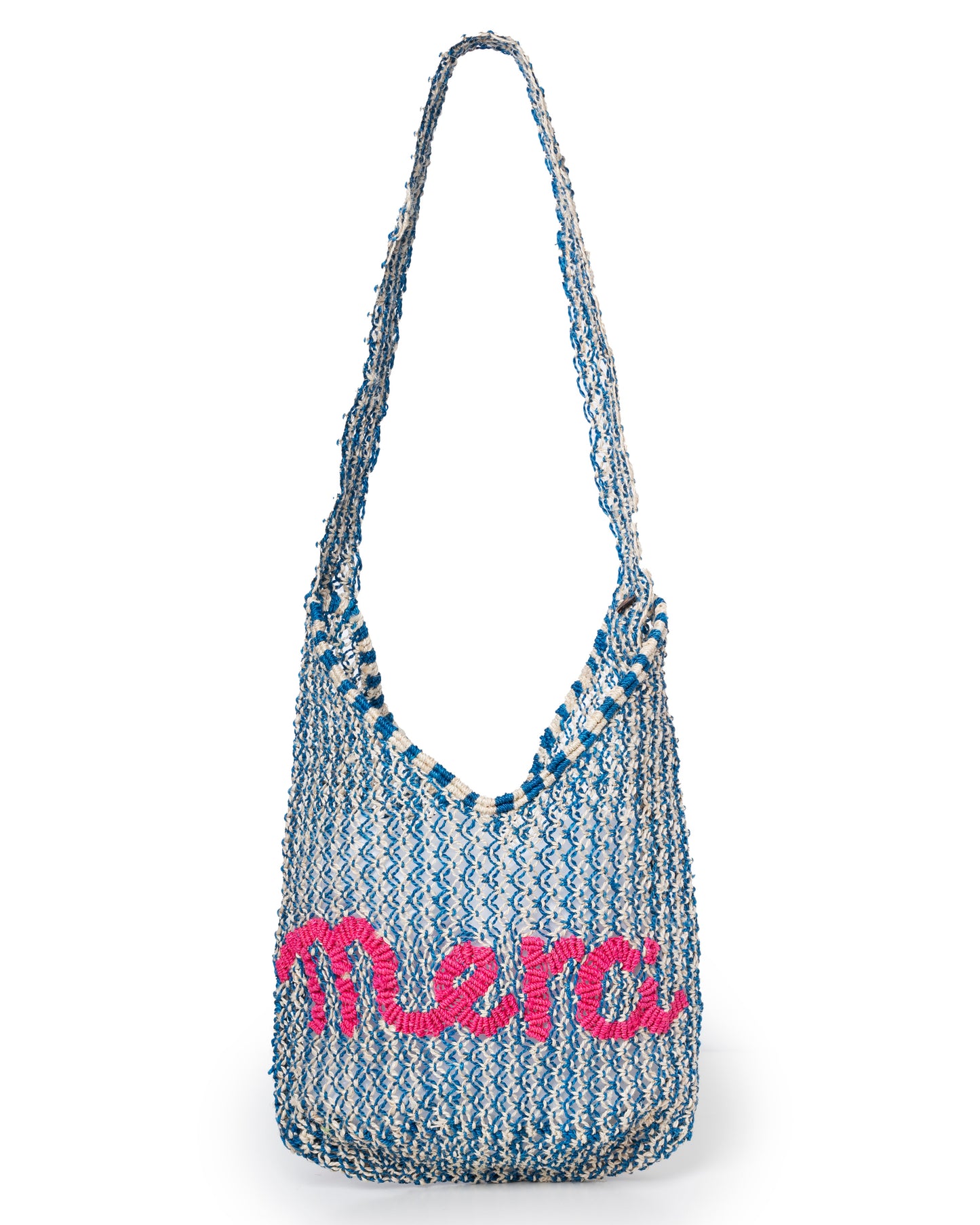 Drusilla Merci Handwoven Raffia & Cobalt Jute Beach Tote Bag
