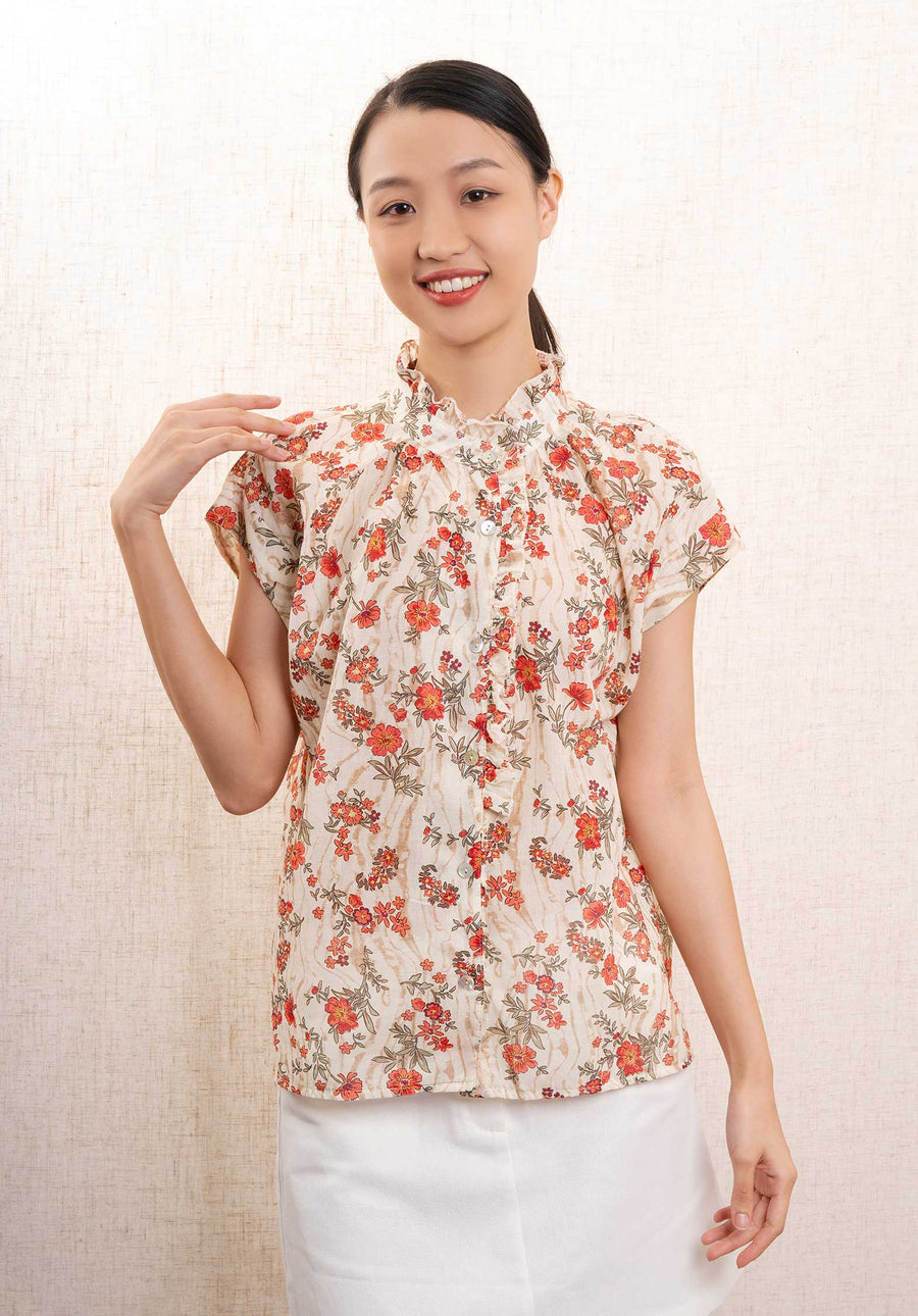 Blouse 94595 Cream-Coral